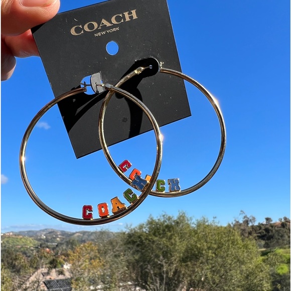 Coach Signature Logo Hoop Earrings medium - Picture 2 of 4